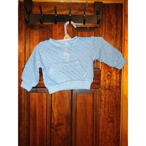 Little Lad Baby Blue Quilted Pullover Crewneck Sweatshirt Top 12M